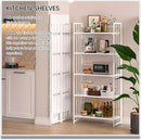 4NM No Assembly 5 Tiers Folding Bookshelf, 59.4" H Foldable Storage Shelves Vintage Bookcase Standing Racks Study Organizer Home Office - All White by CozyNest Decor