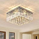 4-Light Black Crystal Chandeliers Flush Mount Chandelier Light Fixture with K9 Crystals Modern Ceiling Lights Elegant Square Lamp for Bedroom,Hallway,Bar,Living Room,Dining Room,H5.9 xW13.7 by CozyNest Decor