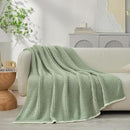 Snuggle Sac Ultra Soft Waffle Throw Blanket for Couch Bed Sofa 50x60 inches, Reversible Sage Green Blanket Microfiber Fluffy Fuzzy Cozy Knit Throws for Women Mothers Birthday Gifts by CozyNest Decor