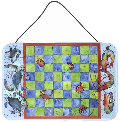 Crab and Shrimp Checkerboard Aluminium Metal Wall or Door Hanging Prints