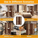 4 Panel Pegboard Display with 16 Hooks, Wooden Pegboard Room Divider Wall with Shelf, Rustic Room Dividers and Folding Privacy Screens, Bedroom, Jewelry Store, Brown by CozyNest Decor