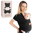 Baby Wrap Carrier - Premium Cotton Baby Carrier Wrap for Newborn to Toddler- Infant Carrier- Baby Holder One Size Fits All with Front Pocket (Black) by Max&so by TinyTreasures Baby Boutique