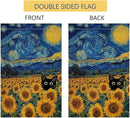 BLKWHT Summer Sunflower Cat House Flag 28x40 Vertical Double Sided Blue Sky Welcome Farmhouse Holiday Outside Decorations Burlap Yard Flag BW822-40 by GreenHaven Gardens