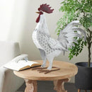 Deco 79 Metal Rooster Decorative Garden Sculpture Garden Statue with Black Texturing and Red Accents, Outdoor Sculpture 15" x 6" x 18", White by GreenHaven Gardens