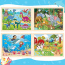 Wooden Animals Puzzles for Kids Age 3 4 5 Year Old, 4 Pack 24 Pcs Montessori Toddler Jigsaw Puzzles for Girl boy Activities Preschool Learning Educational Birthday Gift Travel Autistic Wooden Toys by TinyTreasures Baby Boutique