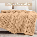 Chunky Knit Throw Blanket, 60''*80'' Knitted Throw Chenille Yarn for Bed Couch, Handmade Beige Crochet Big Thick Blanket, Machine Washable Cute Comfy Blanket for Home Decor by CozyNest Decor