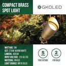 GKOLED Solid Brass Low Voltage Compact Spotlight, 12V AC/DC Waterproof Outdoor Landscape Spot Lights for House Trees Garden Yard Lawn, Up Light with 5W 2700K MR16 Bulb, Stake Included, 12 Pack by GreenHaven Gardens
