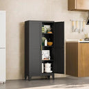 Black Metal Storage Cabinet, 48" Steel Cabinets for Home Office, Kitchen Pantry Storage Cabinet with Doors and 3 Adjustable Shelves, for Office, Home, Garage, School by CozyNest Decor