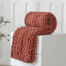 WESHIONGOO Chunky Knit Blanket Throw 40"*40“ Knitted Throw Blankets for Couch Bed Fluffy Soft Blanket with Jumbo Chenille Yarn Thick 100% Handmade(Ｒｕｓｔ) by CozyNest Decor