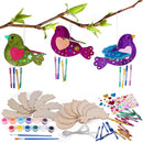 ArtCreativity DIY Wind Chime Kit for Kids - 8 Pack - Wooden Wind Chime Set with Paint Kit, Rhinestone Flower Stickers, Glitter Heart Foam Stickers, and More - Summer Arts and Crafts for Kids 3 and Up by TinyTreasures Baby Boutique