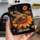 Hyturtle Personalized Sunflower Bee Mug - Bee Keeper Gifts For Women Lovers Teacher - Honey Gifts For Beekeeper Farmer On Birthday - Queen Honeycomb Decor - Custom Coffee Cup Ceramic Mug 11 Oz 15 Oz by CozyNest Decor