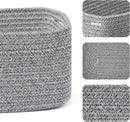 Small Storage Baskets for Organizing | Closet Organizer Bins | Shelf Toy Basket | Woven Rope Baskets | Cube Decorative Box | Shallow Basket | 13x8.5x5.1” | 4 Packs Mixed Grey by GreenHaven Gardens