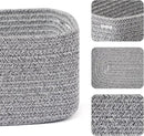 Small Storage Baskets for Organizing | Closet Organizer Bins | Shelf Toy Basket | Woven Rope Baskets | Cube Decorative Box | Shallow Basket | 13x8.5x5.1” | 4 Packs Mixed Grey by CozyNest Decor