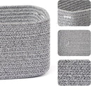 Small Storage Baskets for Organizing | Closet Organizer Bins | Shelf Toy Basket | Woven Rope Baskets | Cube Decorative Box | Shallow Basket | 13x8.5x5.1” | 4 Packs Mixed Grey by TinyTreasures Baby Boutique