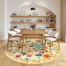 Floral 4ft Area Rug Machine Washable Soft Print Boho Carpet Non Slip Doormat Low Pile Flower Area Rugs for Living Room Bedroom Nursery Kitchen Dining Room Indoor-Ivory/Yellow by TinyTreasures Baby Boutique