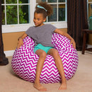 Posh Creations Bean Bag Chair for Kids, Teens, and Adults Includes Removable and Machine Washable Cover, Pattern Chevron Purple and White, 38in - Large by TinyTreasures Baby Boutique