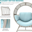 Egg Chair Outdoor Indoor, Oversized Rattan Chair with Thicken Cushion, 350LBS Capacity Wicker Patio Lounge Chair, Basket Chair for Living Room Balcony Porch Backyard, Blue by CozyNest Decor