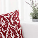 HWY 50 Burgundy Red Decorative Throw Pillow Covers 18x18 Inch (1 Piece), Embroidered Cotton Farmhouse Cushion Cover Pillow Case for Sofa Couch Living Room Bed Bedroon, Floral Branches by CozyNest Decor