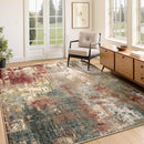 Washable Area Rugs 4'x6' Non-Slip Modern Abstract Soft for Living Room Entryway Bedroom Nursery, Print Pattern, Brown Rust Red Multi by TinyTreasures Baby Boutique