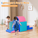 Lischwert Foam Climbing Blocks for Toddlers 1-3, 5pcs Soft Play Set with Tunnel Crawling Exploration Toys, Indoor Infant Safe Blocks for Baby Gym & Toddler Playground - Blue Pink by TinyTreasures Baby Boutique