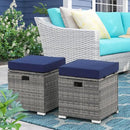 Patiorama 2 Piece Outdoor Patio Ottomans,All-Weather Grey PE Rattan Wicker Ottoman with Storage,Outdoor Footrest Footstool Seat w/Thick Cushion,Built-in Handle for Backyard Poolside Porch (Navy Blue) by CozyNest Decor