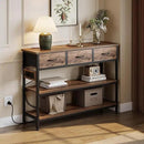 Lulive 2 Pack Entryway Tables with Power Outlets, Console Table with 3 Fabric Drawers, Sofa Table for Living Room, Hallway, Couch, Foyer, Height Adjustable by CozyNest Decor