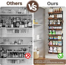 8 Tier Over The Door Pantry Organizer, 2 IN 1 Wall Mount or Metal Hanging Spice Rack for Pantry Organizers and Storage, Seasoning Shelves，Adjustable Basket with Hooks for Kitchen, Bathroom,Laundry by CozyNest Decor