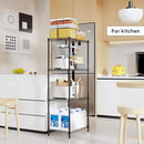 4 Tiers Shelf Metal Storage Shelves Wire Rack Closet Organizers with Wheel for Garage Kitchen Bathroom Laundry Black 11.8" D x 17.7" W x 41.9" H by CozyNest Decor