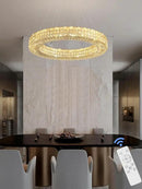 Dia 32" Ring Crystal Chandelier Modern Gold Chandelier Adjustable Height Luxury Crystal Pendant Ceiling Light Fixture for Dining Living Room Bedroom by CozyNest Decor