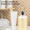 Olive Oil Dispenser Bottle - Includes 55 Kitchen Essential Labels - Cooking Oil Bottles for Kitchen, Coffee Syrup Dispenser - Pourer Spout with 11.8 fl oz Glass Container Cruet - 2pcs, Gold by CozyNest Decor