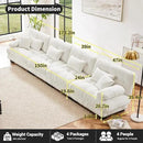 Modular Sectional Sofa Cloud Couch 4-Seater Deep Seat Sofa Couch, Oversized Couch Bed Sectional Couch with Round Bolster Armrests 6 Pillows, Modern Sofa Chair Comfy Couch(White) by CozyNest Decor