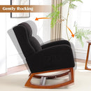 Rocking Chair Nursery, Nursing Rocking Chairs for Mom Nursery, Comfy Wingback Glider Rocking Armchair with Foot Rest and Side Pocket for Nursery Living Room Bedroom, Walnut Black by TinyTreasures Baby Boutique