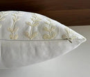VAGMINE Embroidered Floating Leaves Throw Pillow Cover - 18x18 Inches Square - 100% Cotton Ivory Decorative Cushion Cover - Timeless Nature-Inspired Accent for Sofa, Couch & Modern Decor - Cream by CozyNest Decor