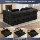 Convertible Sleeper Sofa Bed with Pillow, 4-in-1 Corduroy Folding Mattress Couch with Fixed-Shape Frame, Futon Fold Out Floor Sofa Cama Lounge Couch for Living Room Bedroom Studio, Black by CozyNest Decor