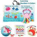 Fish Baby Books Toys, Touch Feel Cloth Crinkle Books for Babies,Baby Infant Toys 0-6, 6-12, 12-18 Months,Early Learning Education Toys,Shower Baby Gifts for Boys Girls,Teething,Mirror,Shark Ocean Book by TinyTreasures Baby Boutique