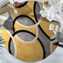 Rugshop Contemporary Abstract Circles Easy Maintenance for Home Office,Living Room,Bedroom,Kitchen Soft Round Rug 6' 6" (6' 6" Diameter) Yellow by TinyTreasures Baby Boutique