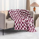 LOMAO Throw Blankets Flannel Blanket with Checkerboard Grid Pattern Soft Throw Blanket for Couch, Bed, Sofa Luxurious Warm and Cozy for All Seasons (Burgundy, 50"x60") by CozyNest Decor