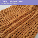 Bigacogo Chunky Knit Throw Blanket for Couch, 40x40 inches, 100% Hand Knitted with Thick Jumbo Chenille Yarn, Cozy Soft Large Rope Knot Cable Crochet Blankets for Sofa Bed Living Room, Burnt Orange by CozyNest Decor