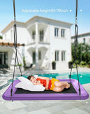 Tree Swing for Kids and Adults, 60" Waterproof Rectangle Platform Swing, 700lbs Heavy Duty with Adjustable Straps, Purple by TinyTreasures Baby Boutique