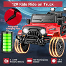 Costzon 12V Kids Ride on Truck Car, Electric Vehicle w/Remote Control, Threaded Wheels, 3 Speeds, LED Lights, Music, Horn & Wireless Connection, Battery Powered Ride on Toy for Boys & Girls 3+ (Red) by TinyTreasures Baby Boutique