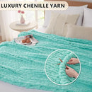 L'AGRATY Chunky Knit Blanket Throw: 60''x80'' Chenille Chunky Knitted Throw Blanket for Bed Couch - Handmade Thick Big Cable Knit Blanket - Large Crochet Rope Blanket for Home Decor(Lake Blue) by CozyNest Decor
