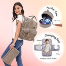 Dikaslon Diaper Bag Backpack with Portable Changing Pad, Pacifier Case and Stroller Straps, Large Unisex Baby Bags for Boys Girls, Multipurpose Travel Back Pack Moms Dads,Khaki by TinyTreasures Baby Boutique