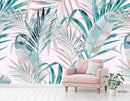 Tropical Pink Palm Leaf Wallpaper Girls Bedroom Colorful Plant Leaves Wall Mural Living Room (Not Peel and Stick) by CozyNest Decor