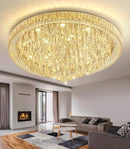 Modern Crystal Chandeliers LED Dimmable Flush Mount Ceiling Chandeliers for Living Room High Ceiling Entrance Foyer Lobby Bedroom Gold by CozyNest Decor