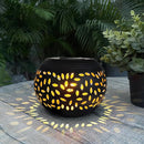 Solar Table Light Outdoor Waterproof- Solar Powered LED Lamp Hollowed-Out Black Metal Desktop Decorative Lantern for Indoor Desk Bedroom Patio Garden Pathway Yard by GreenHaven Gardens