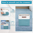 13x13 Cube Storage Bins, Collapsible Fabric Storage Box, 4 Pack Closet Baskets with Handles for Organizing, Shelf, Toys, Clothes, Home, Office, Nursery (Teal&White) by TinyTreasures Baby Boutique