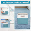 13x13 Cube Storage Bins, Collapsible Fabric Storage Box, 4 Pack Closet Baskets with Handles for Organizing, Shelf, Toys, Clothes, Home, Office, Nursery (Teal&White)