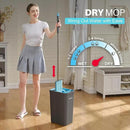 JOYMOOP Mop and Bucket Set with Wringer, Mops for Floor Cleaning, Wall Mop Cleaner with Long Handle, with 4 Reusable Microfiber Mop Pads - Grey+Cyan Blue by CozyNest Decor