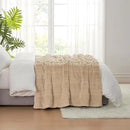 Amélie Home Luxury Striped Faux Fur Throw Blanket for Couch, Embossed Split Fur Cozy Fuzzy Fluffy Luxurious Soft Plush Sofa Chair Bed Gift Blankets for Women Men Wife Friend, 88"x90", Beige by CozyNest Decor