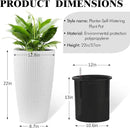 2Pack 22" High Modern Plant Pots Planter-Self-Watering Indoor/Outdoor Planting with Drain Holes, Water Level Monitor, Inner Bucket for Front Porch Patio, White Rattan Conical by CozyNest Decor